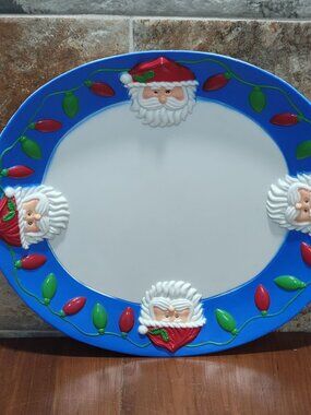 VTG Large Plastic Serving Tray 3D Santa Head Christmas Lights Easter Unlimited